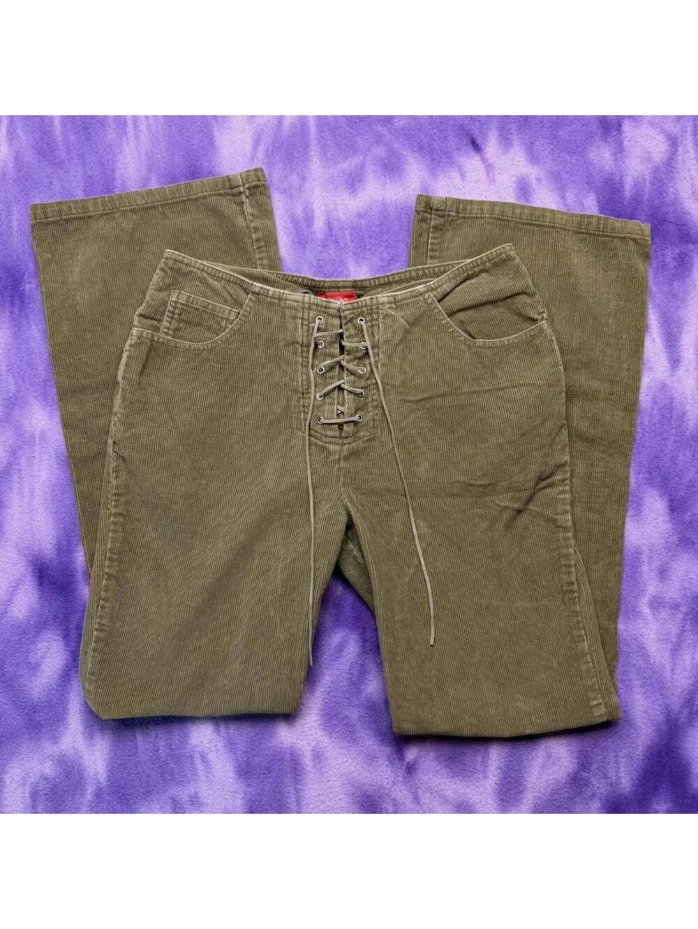 Mossimo y2k Olive green corduroy lace up pants